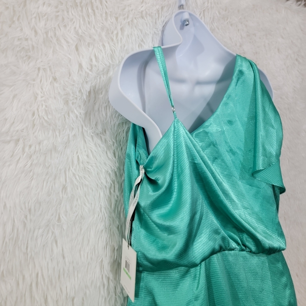 Calvin Klein One-Shoulder Spearmint Green Dress Size 8 - Picture 9 of 10